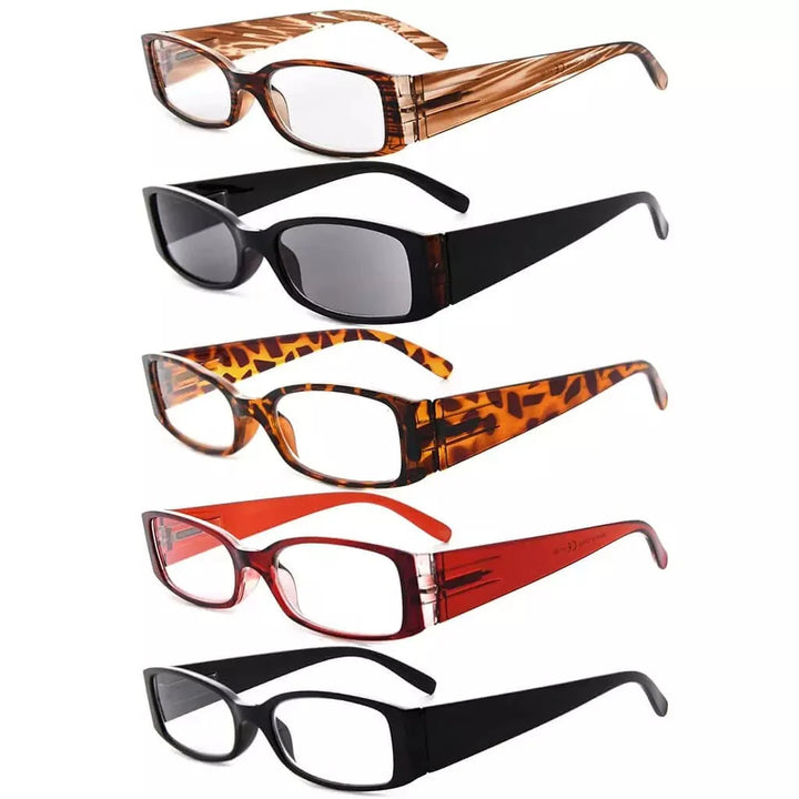 5 Pack Reading Glasses with Different Pattern Arm R040