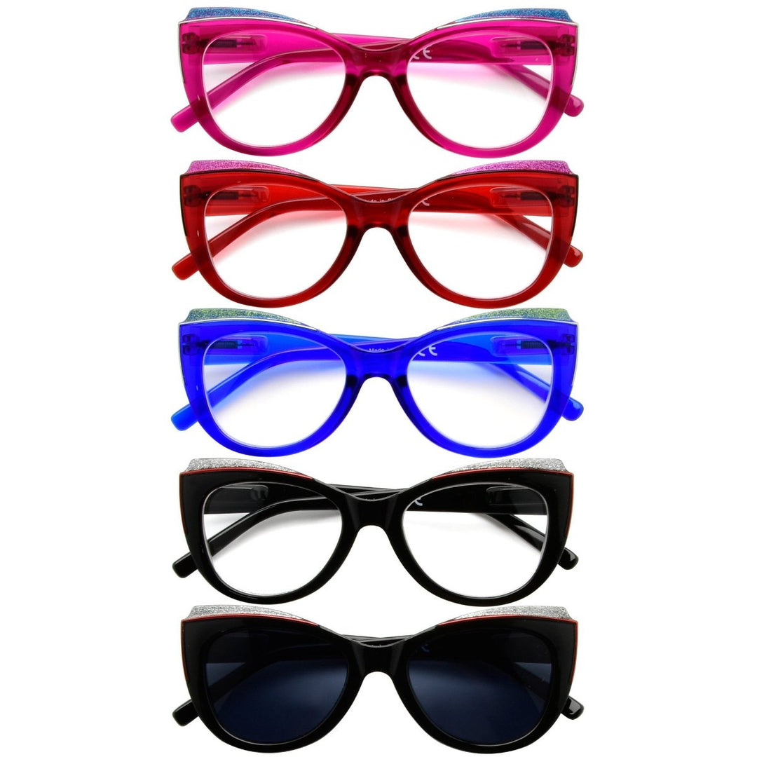 5 Pack Cat-eye Reading Glasses Charming Readers R2118