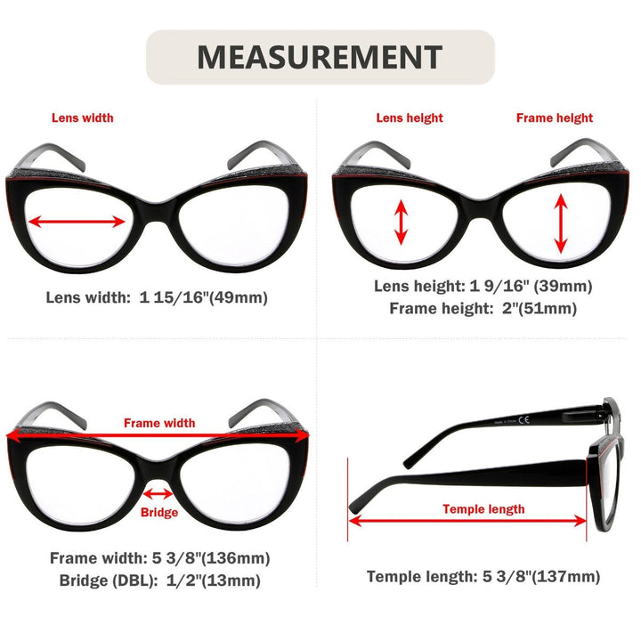 5 Pack Cat-eye Reading Glasses Charming Readers R2118
