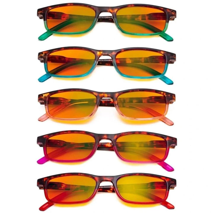 5 Pack Rectangle Blue Light Blocking Readers DS111D