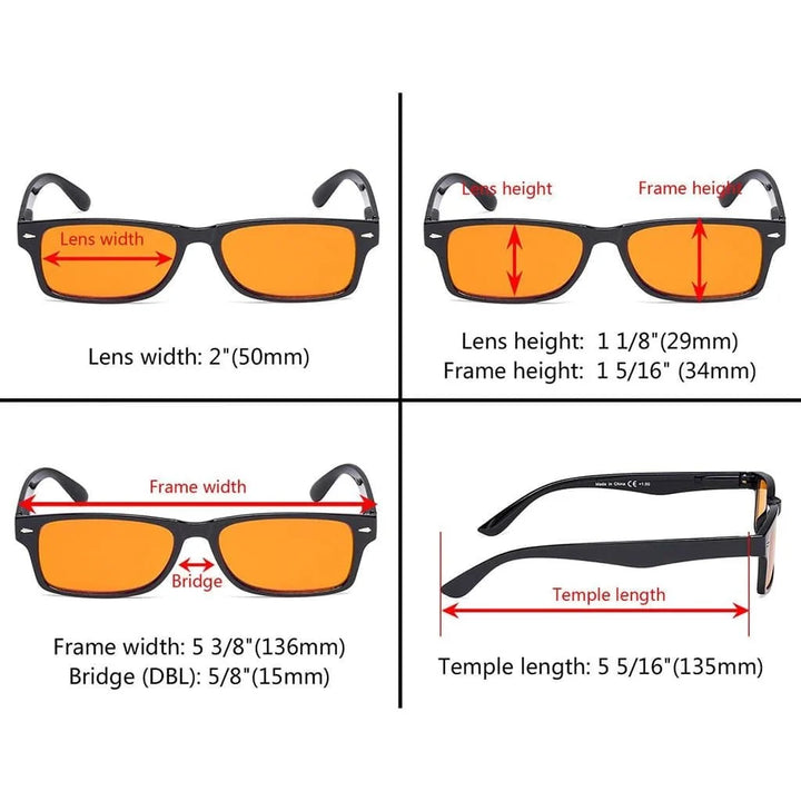 5 Pack Rectangle Blue Light Blocking Reading Glasses DSR066