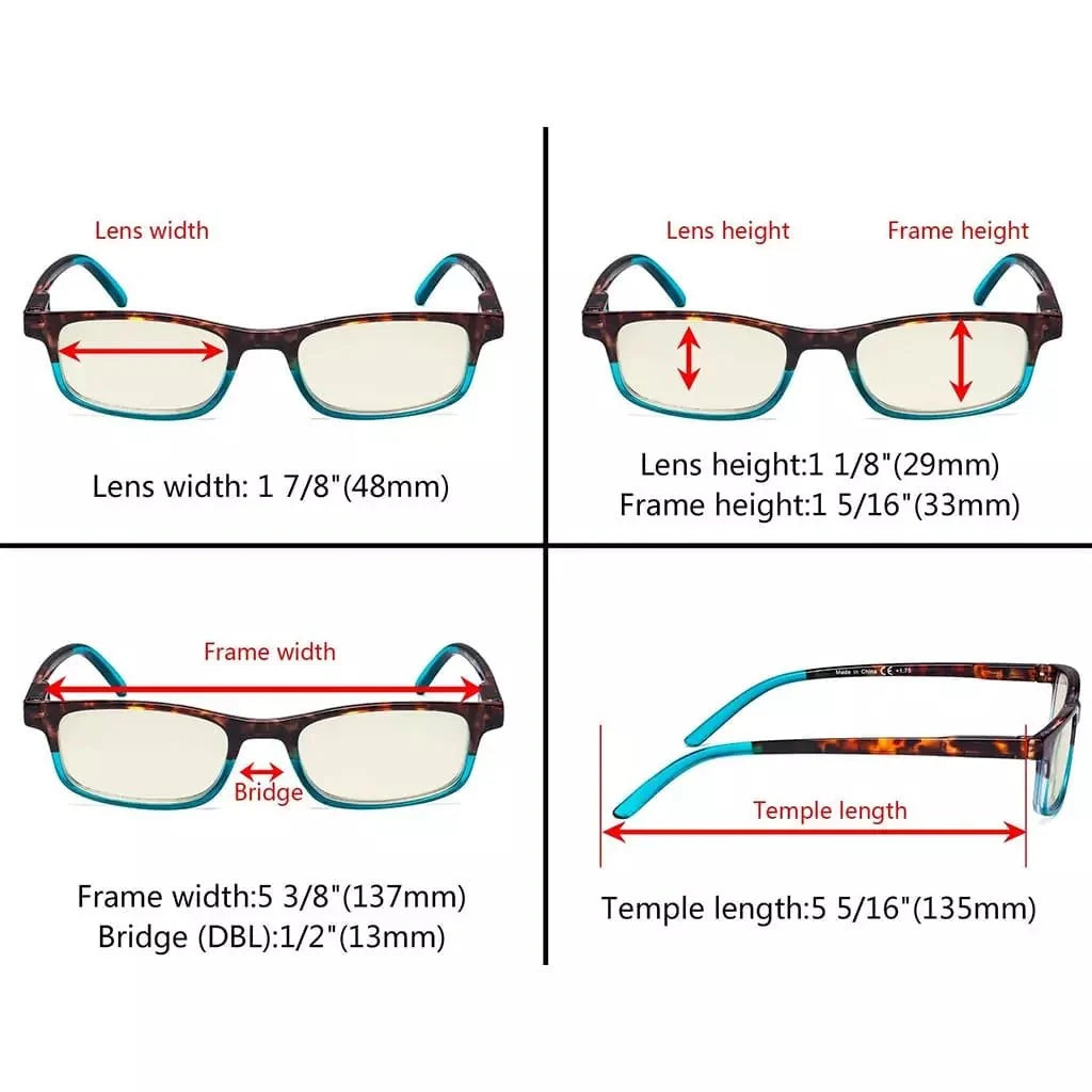 5 Pack Rectangle Blue Light Filter Glasses CG111