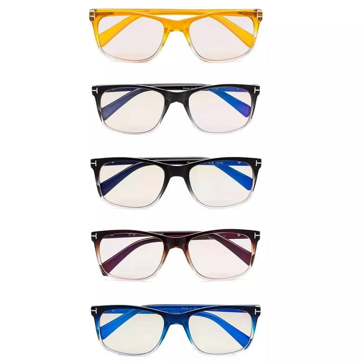5 Pack Rectangle Blue Light Filter Reading Glasses UVR150