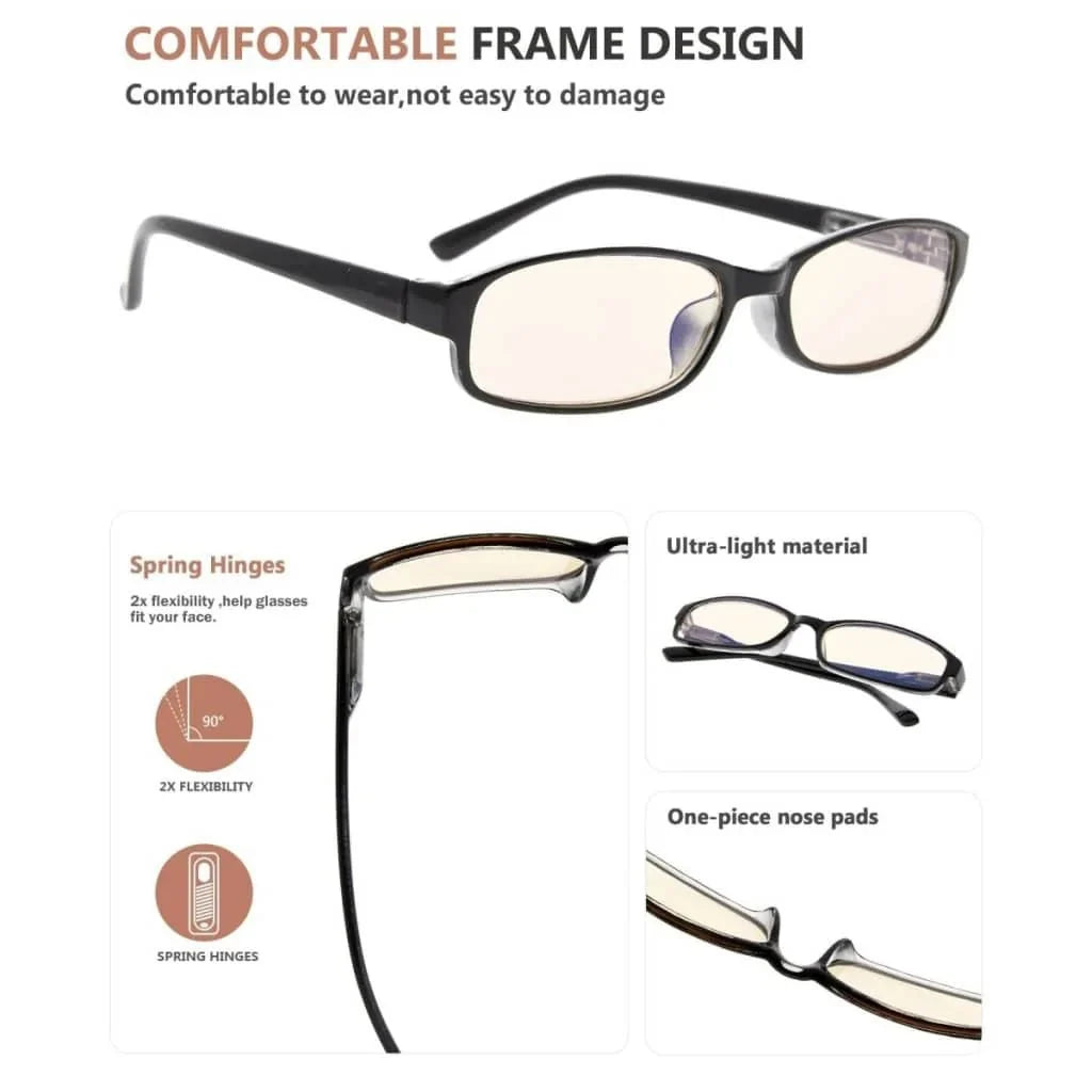 5 Pack Rectangle Blue Light Filter Reading Glasses UVR908K