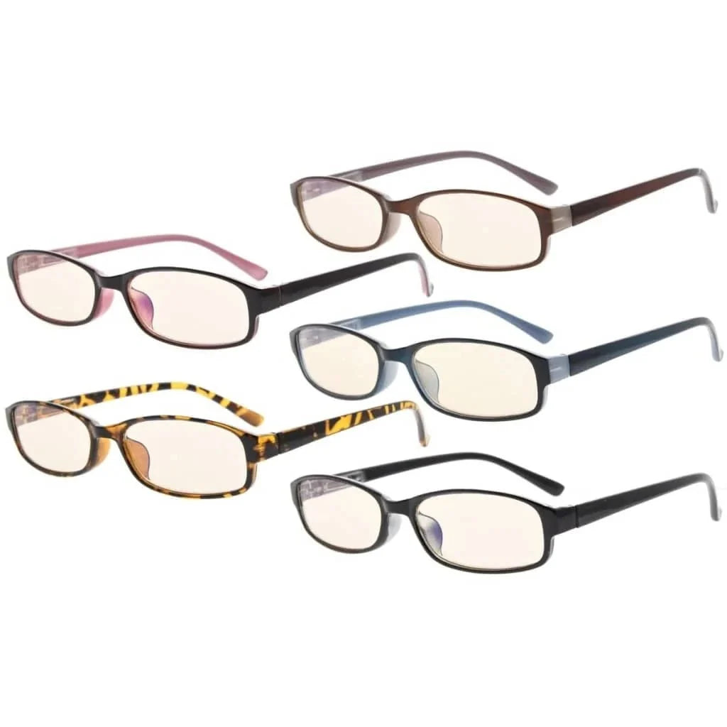 5 Pack Rectangle Blue Light Filter Reading Glasses UVR908K