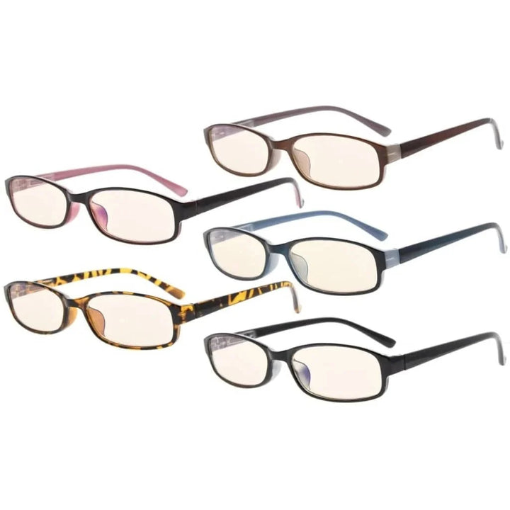 5 Pack Rectangle Blue Light Filter Reading Glasses UVR908K