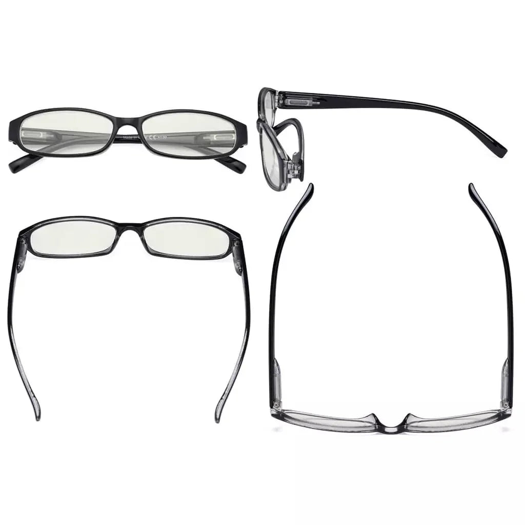 5 Pack Rectangle Blue Light Filter Reading Glasses UVR9104K
