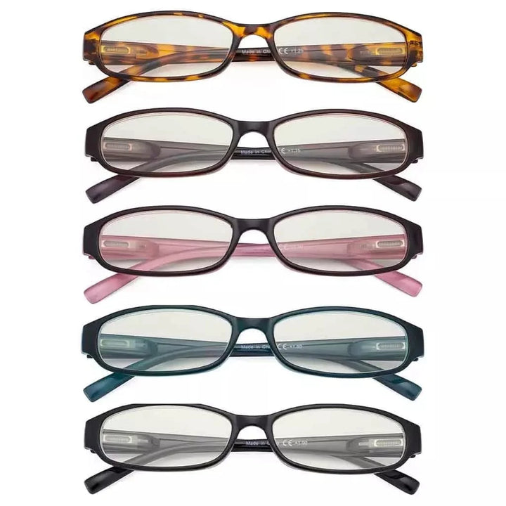 5 Pack Rectangle Blue Light Filter Reading Glasses UVR9104K