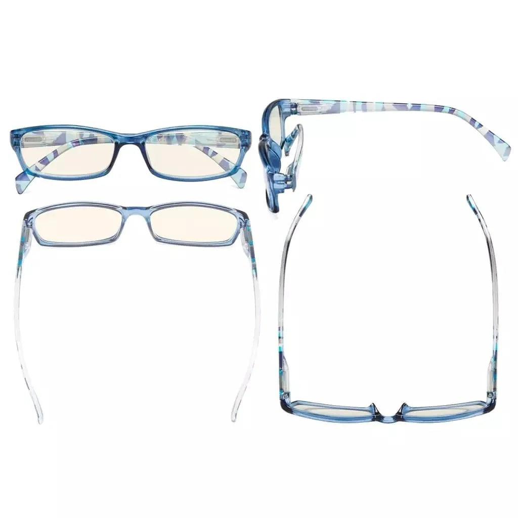 5 Pack Rectangle Blue Light Filter Reading Glasses UVRT1803