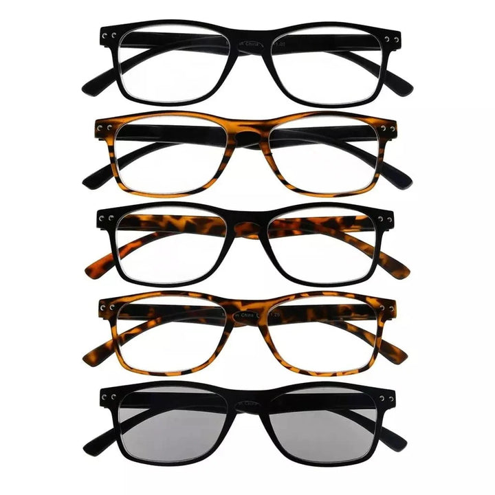 5 Pack Rectangle Readers Vintage Reading Sunglasses R046