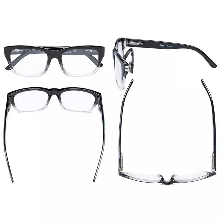 5 Pack Thick Frame Reading Glasses Include Sunshine Readers R045