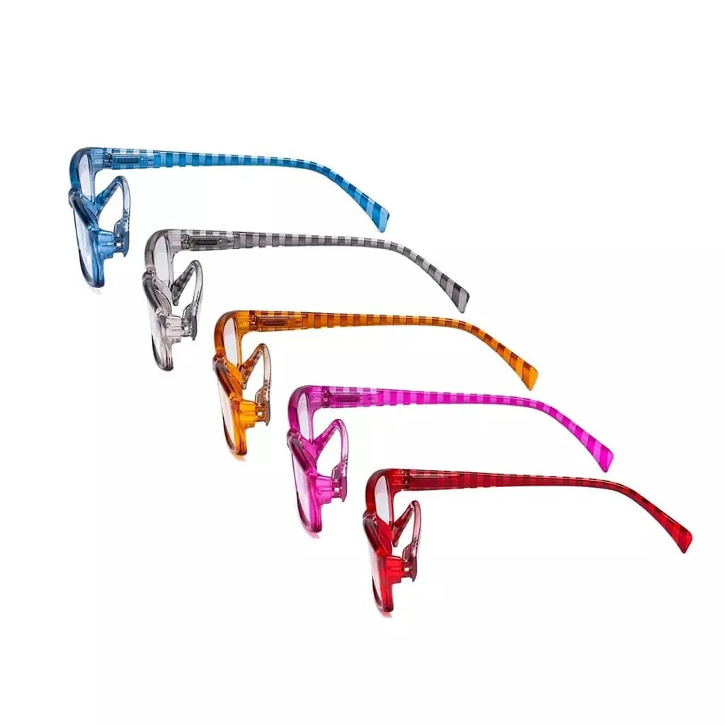 5 Pack Rectangle Reading Glasses with Stripe Arms RT1803S