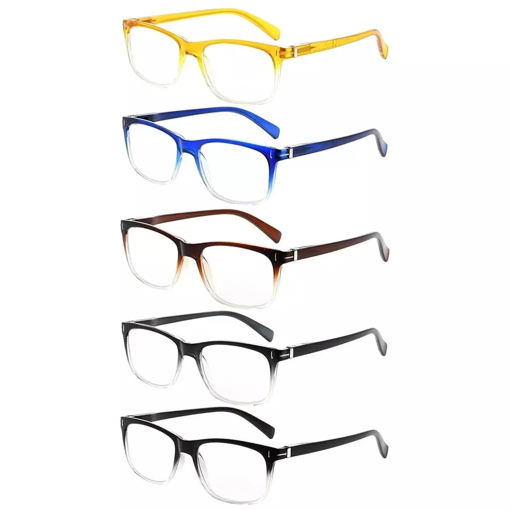 5 Pack Rectangle Stylish Reading Glasses Classic Readers R150