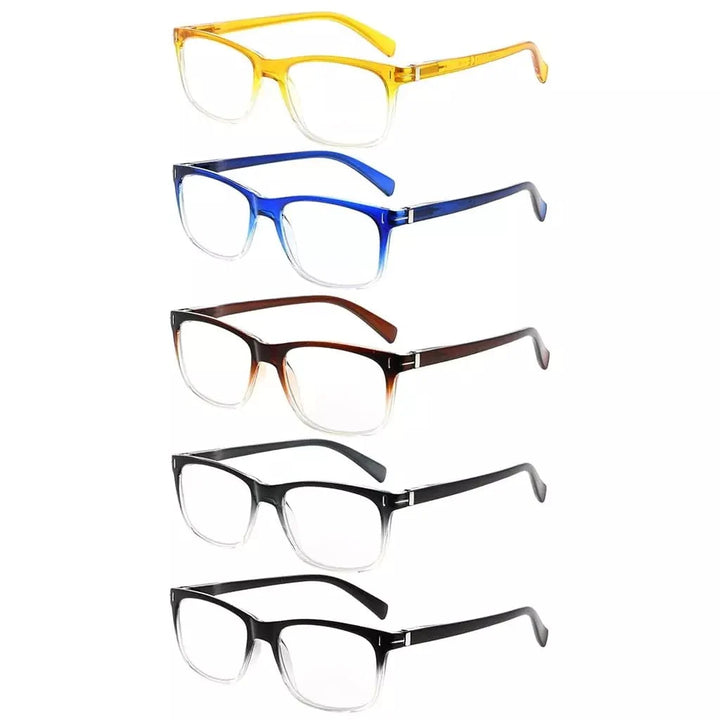 5 Pack Rectangle Stylish Reading Glasses Classic Readers R150