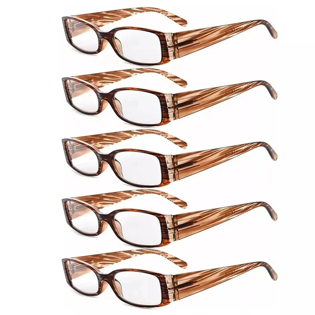 5 Pack Rectangle Stylish Reading Glasses R040-A
