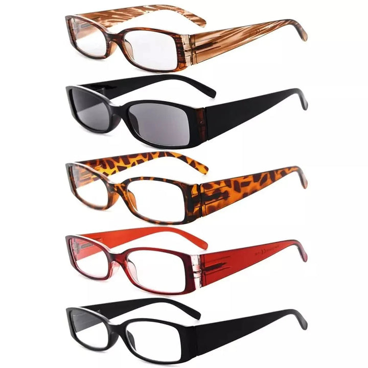 5 Pack Rectangle Stylish Reading Glasses R040-A