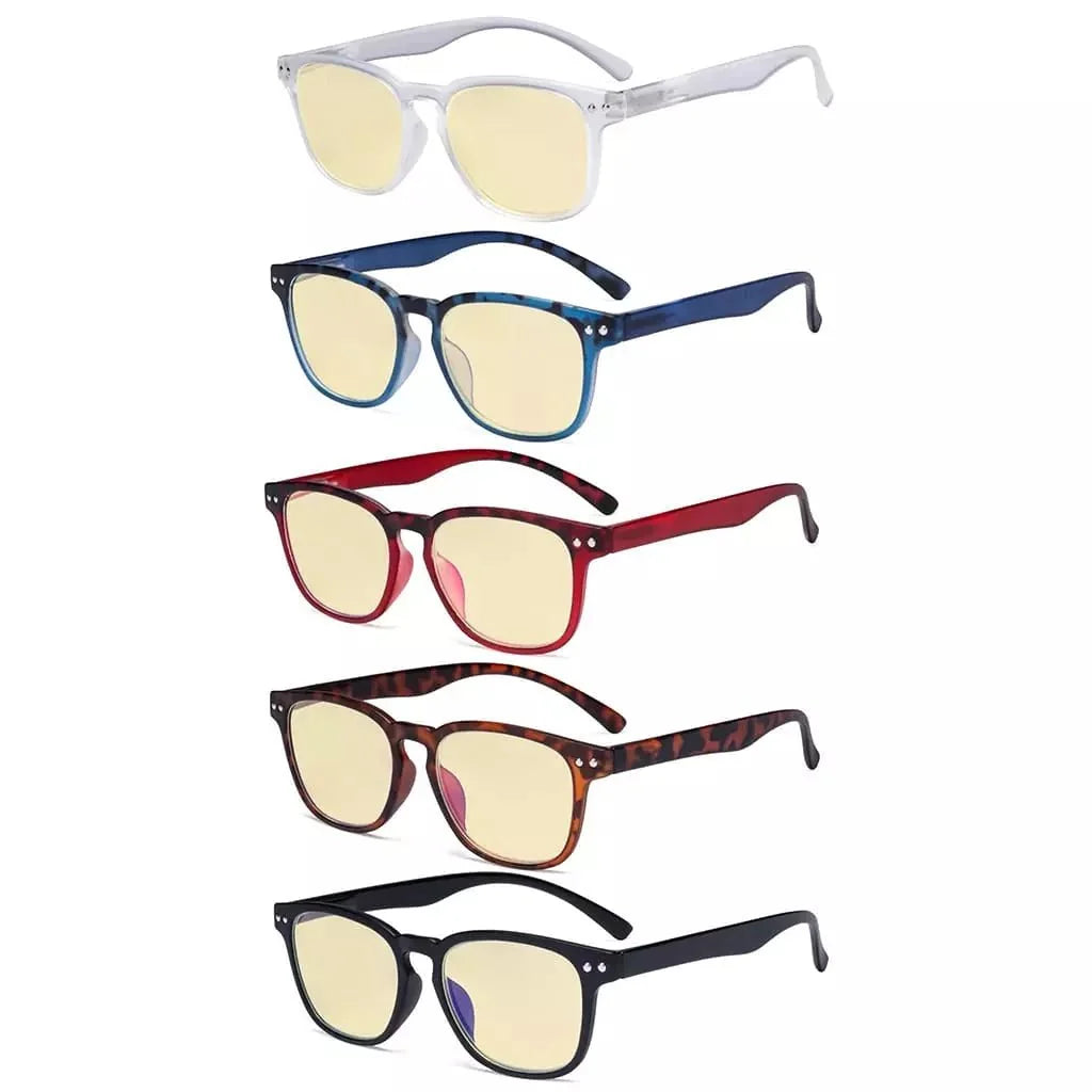 5 Pack Retro Blue Light Blocking Reading Glasses TM079