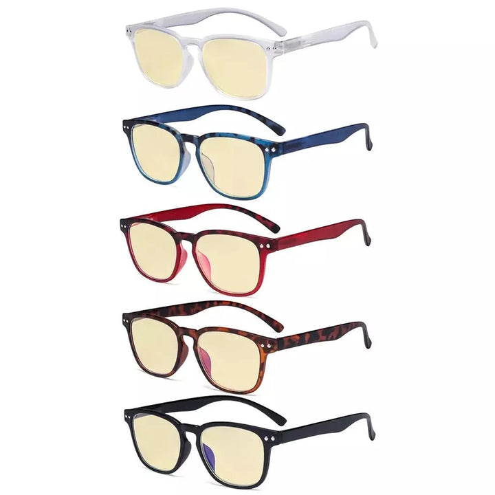 5 Pack Retro Blue Light Blocking Reading Glasses TM079