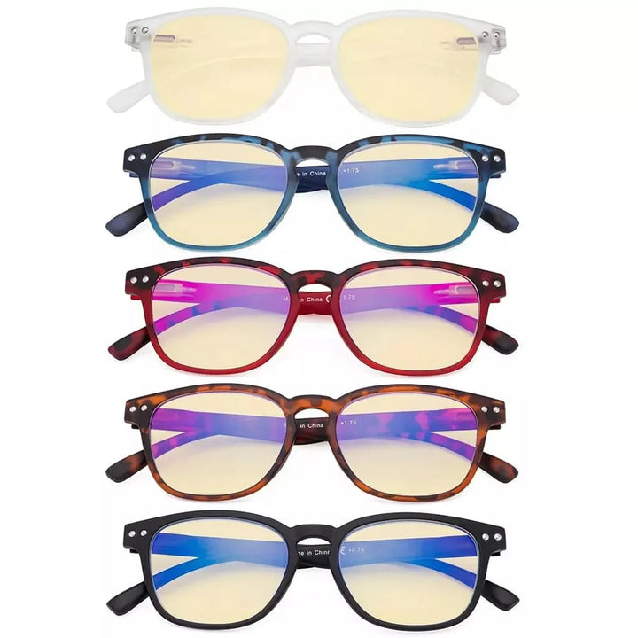 5 Pack Retro Blue Light Blocking Reading Glasses TM079