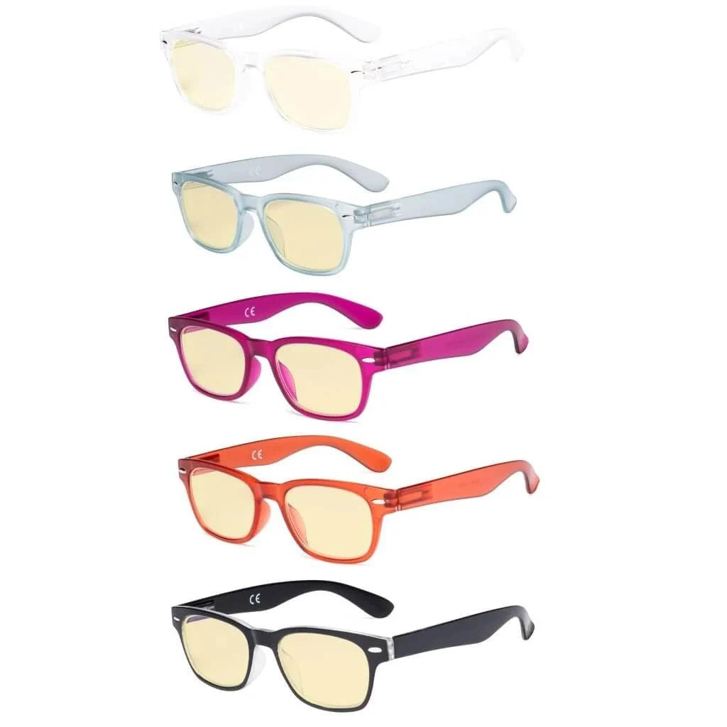 5 Pack Retro Blue Light Blocking Reading Glasses TMFH4