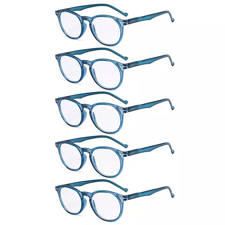5 Pack Retro Oval Reading Glasses Include Sunglasses R071