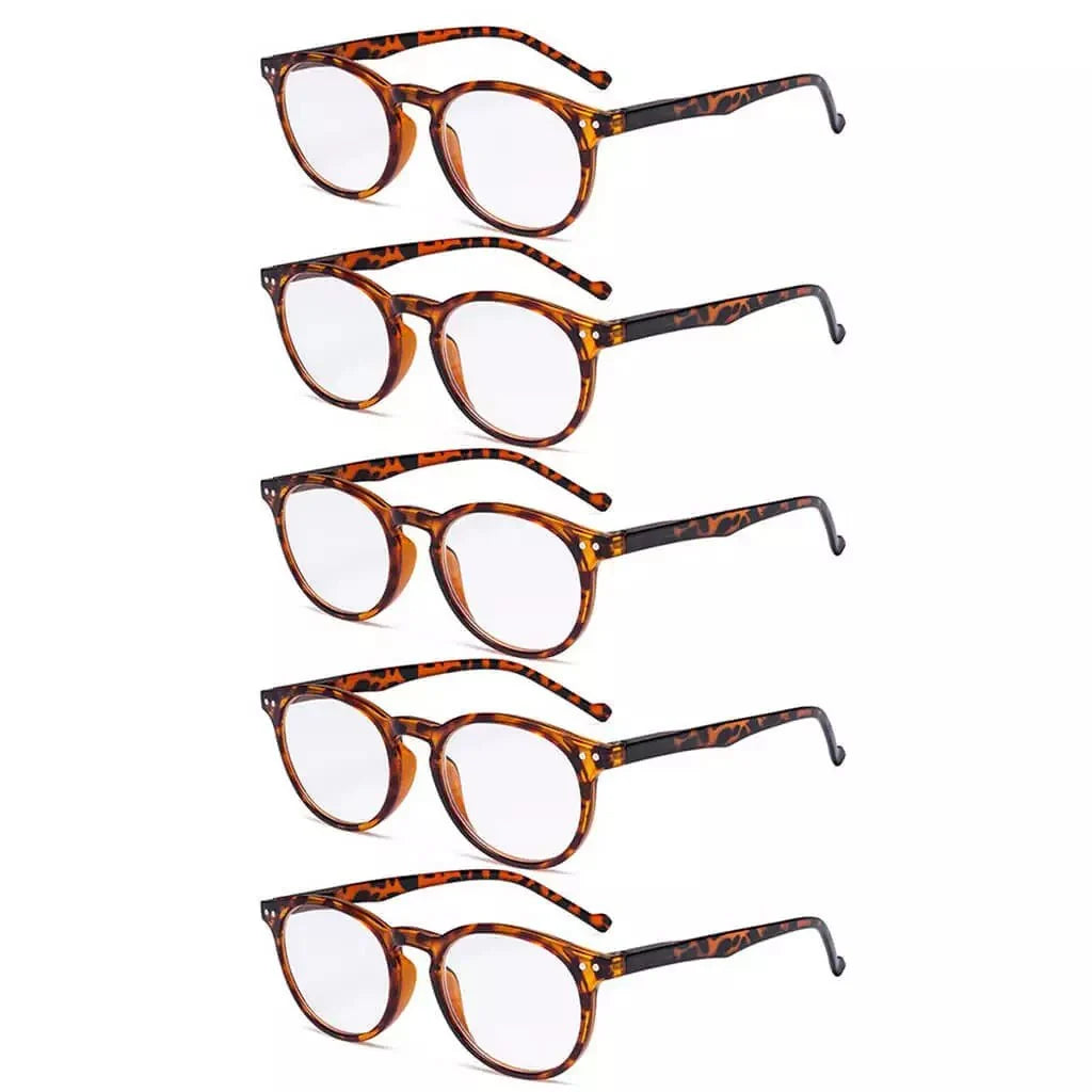 5 Pack Retro Oval Reading Glasses Include Sunglasses R071