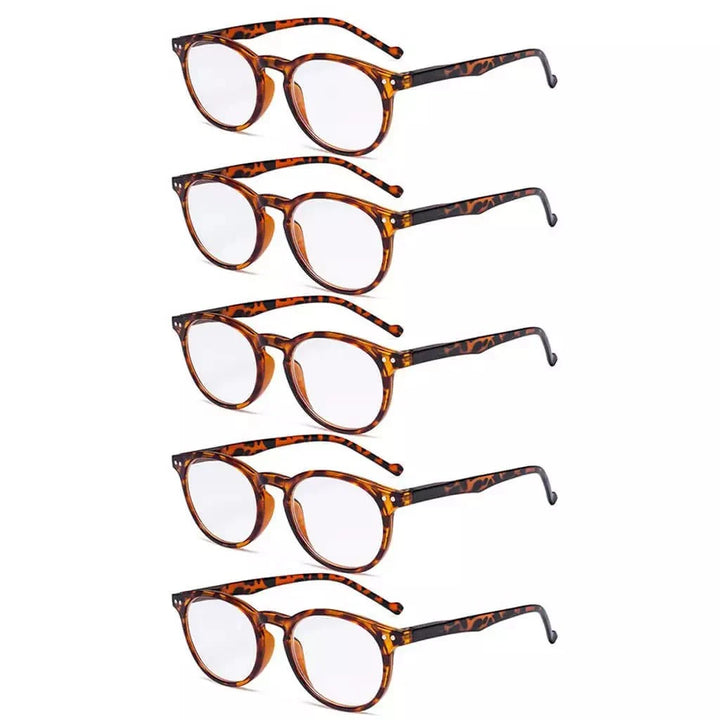 5 Pack Retro Oval Reading Glasses Include Sunglasses R071