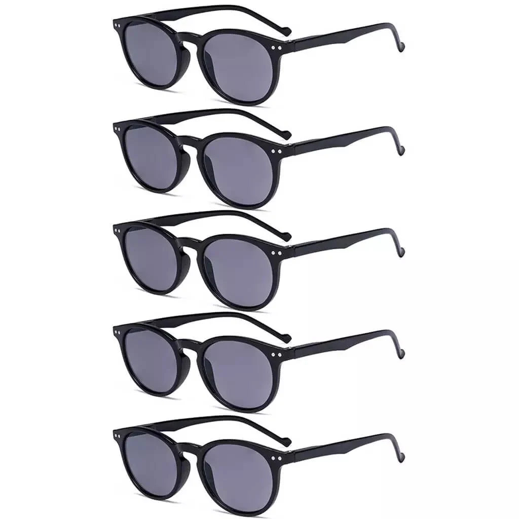 5 Pack Retro Oval Reading Glasses Include Sunglasses R071