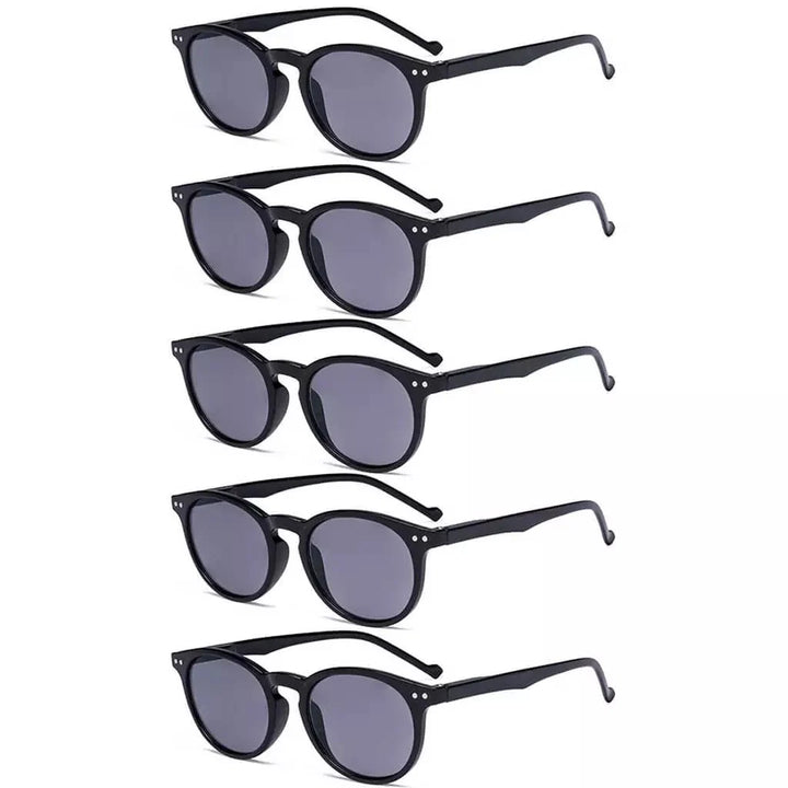 5 Pack Retro Oval Reading Glasses Include Sunglasses R071