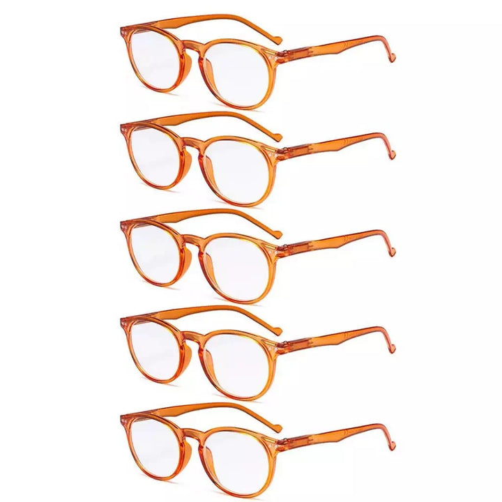 5 Pack Retro Oval Reading Glasses Include Sunglasses R071