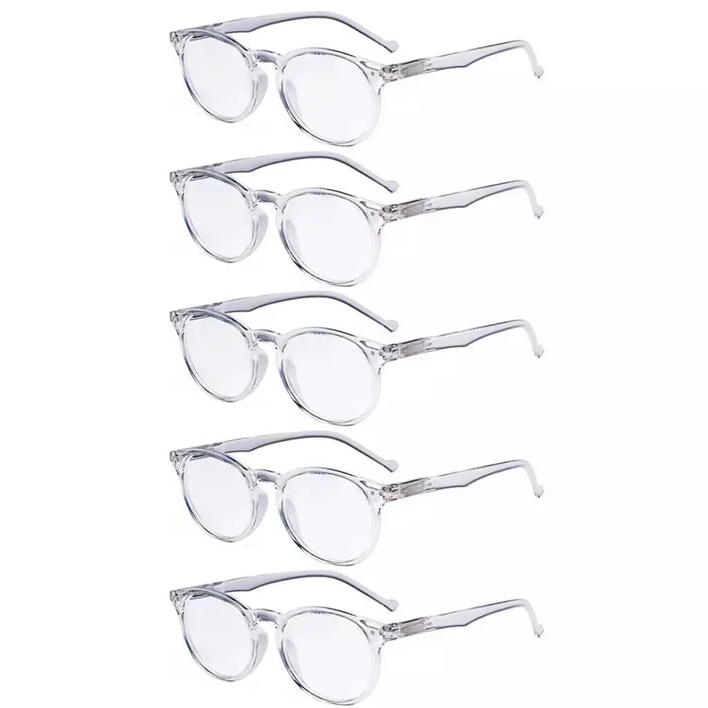 5 Pack Retro Oval Reading Glasses Include Sunglasses R071