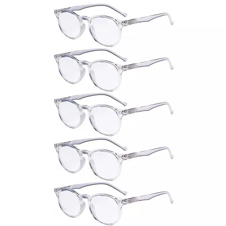 5 Pack Retro Oval Reading Glasses Include Sunglasses R071