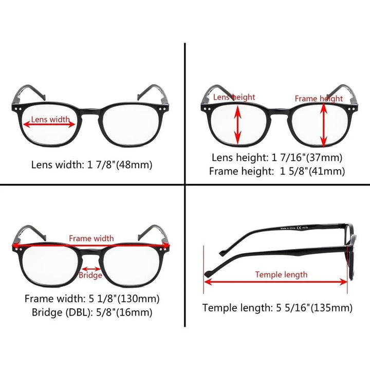 5 Pack Retro Oval Reading Glasses R065