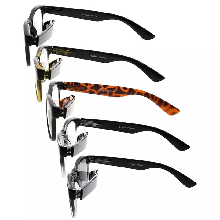 5 Pack Retro Reading Glasses with Sunglasses R011-A