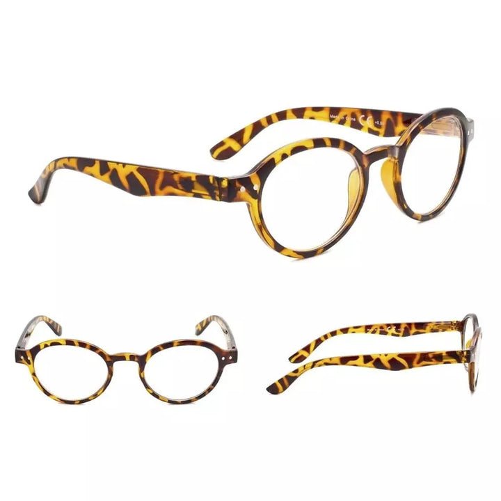 5 Pack Retro Round Reading Glasses Include Sunglasses R070