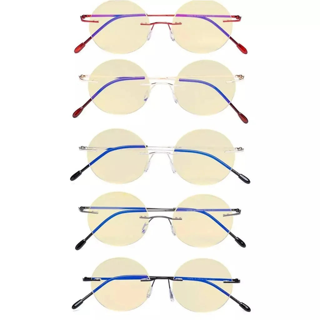 5 Pack Round Blue light Blocking Reading Glasses TMWK26