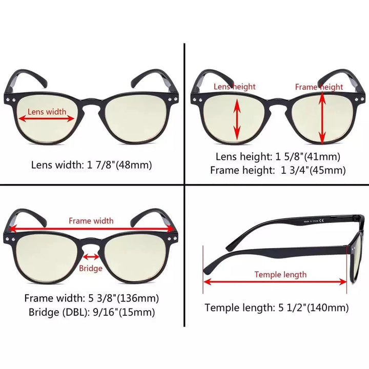 5 Pack Round Chic Blue Light Filter Reading Glasses UVR060