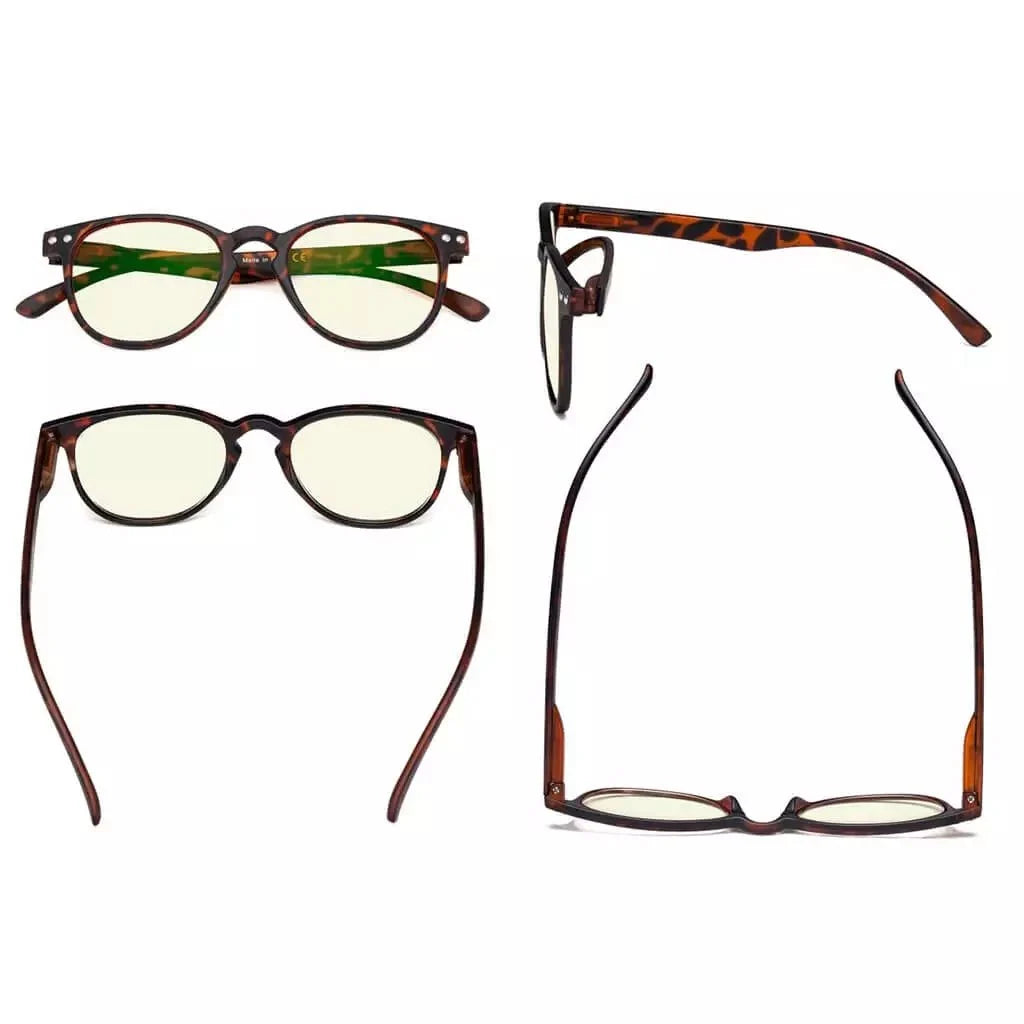 5 Pack Round Chic Blue Light Filter Reading Glasses UVR060
