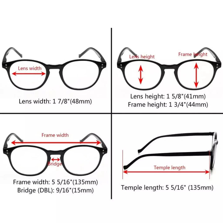 5 Pack Round Reading Glasses Stylish Readers R9115A