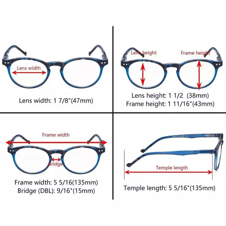 5 Pack Round Stylish Oval narrow Reading Glasses R071F