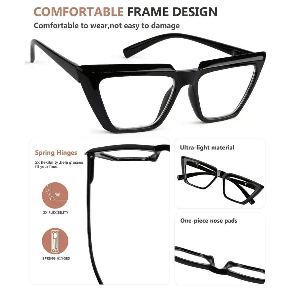 5 Pack Sharp edged Cat-eye Reading Glasses Funky Readers R2138