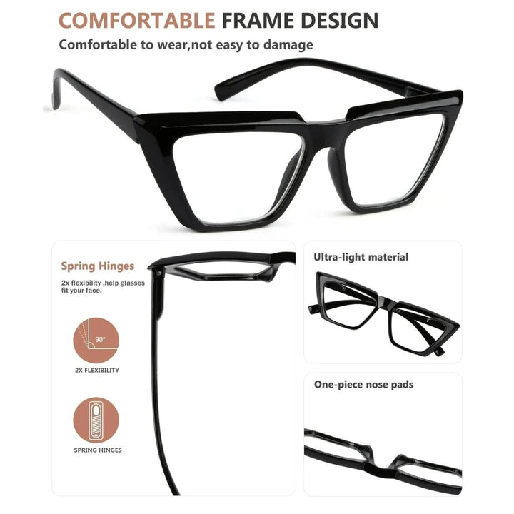 5 Pack Sharp edged Cat-eye Reading Glasses Funky Readers R2138