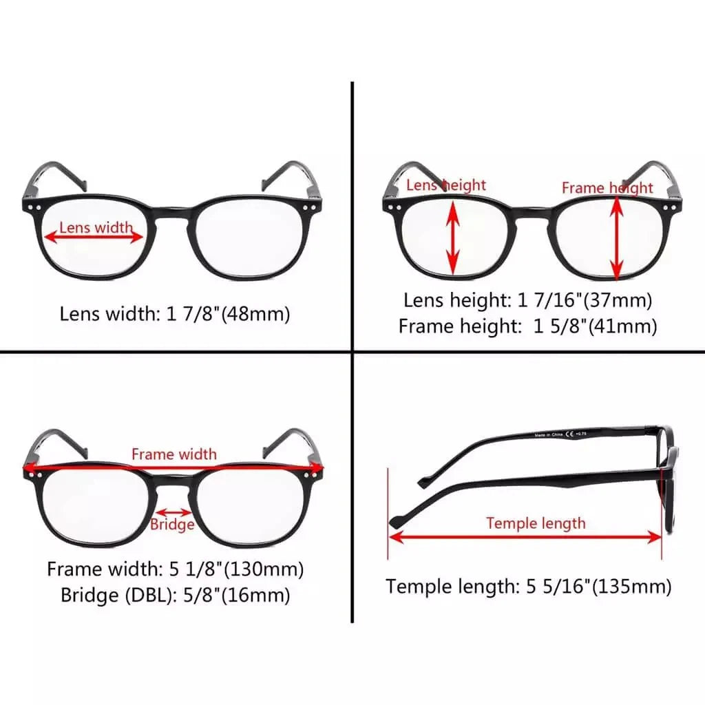 5 Pack Spring Hinges Reading Glasses Include Sunshine Readers R065