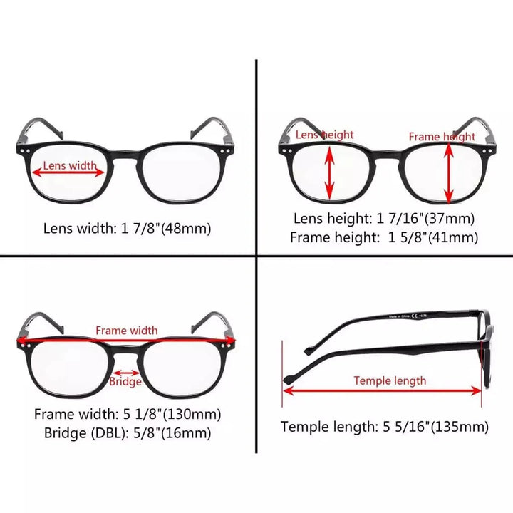 5 Pack Spring Hinges Reading Glasses Include Sunshine Readers R065