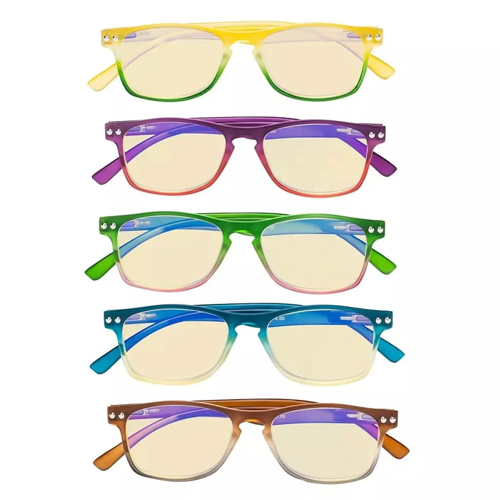 5 Pack Stylish Blue Light Blocking Reading Glasses TM046