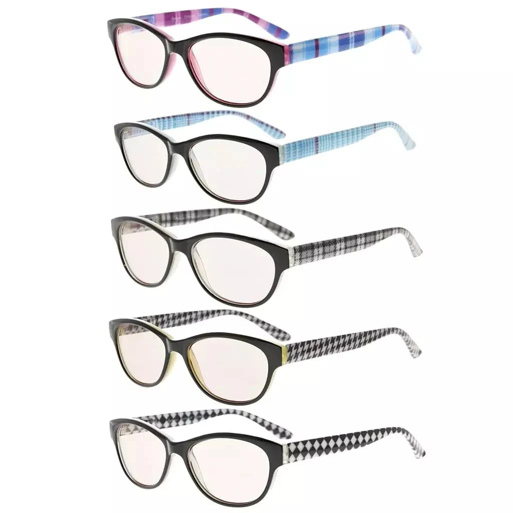5 Pack Stylish Blue Light Filter Reading Glasses UVR074