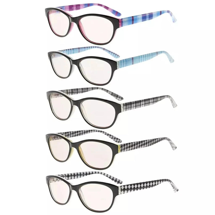 5 Pack Stylish Blue Light Filter Reading Glasses UVR074