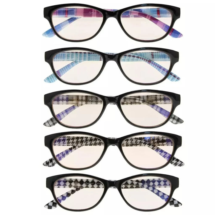 5 Pack Stylish Blue Light Filter Reading Glasses UVR074