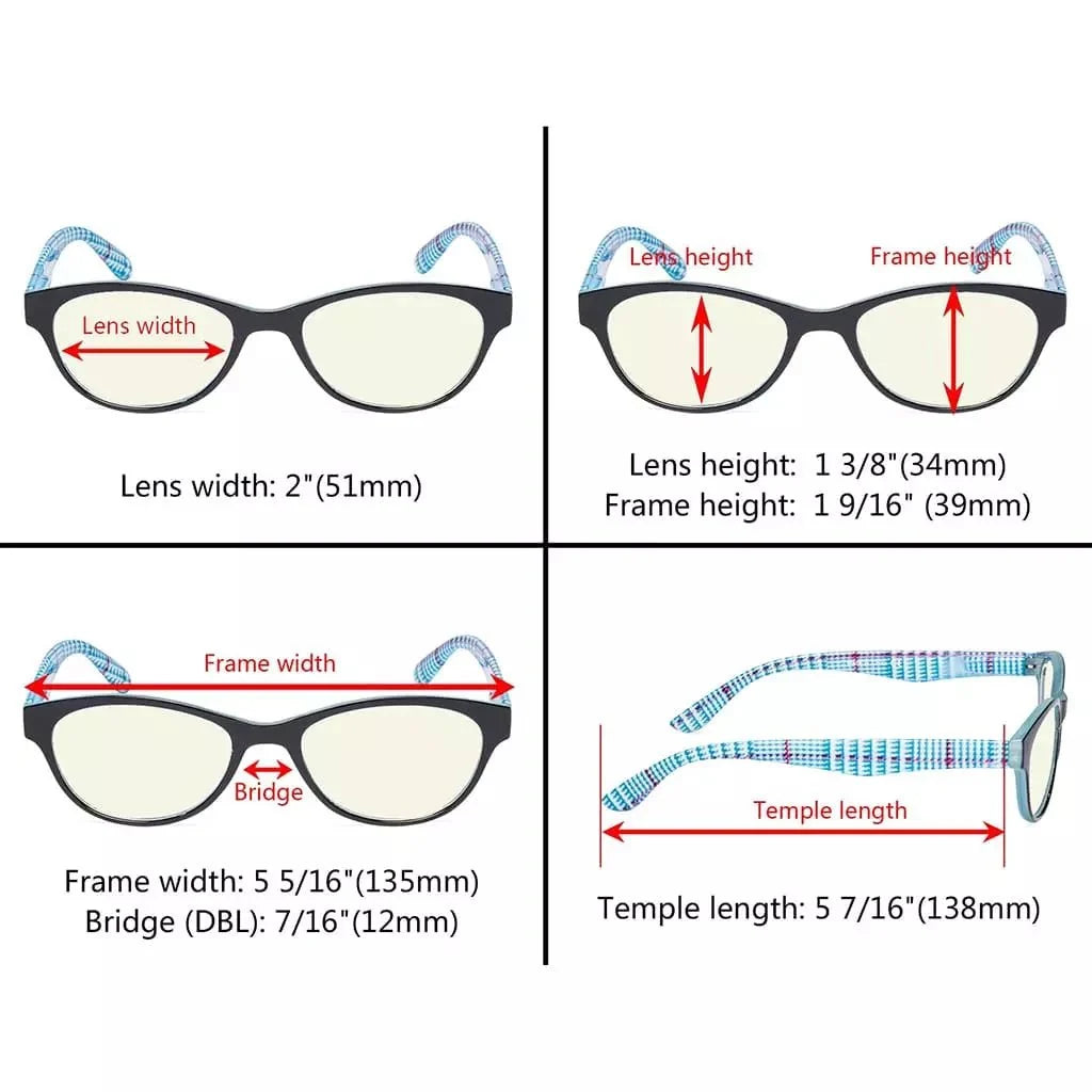 5 Pack Stylish Blue Light Filter Reading Glasses UVR074