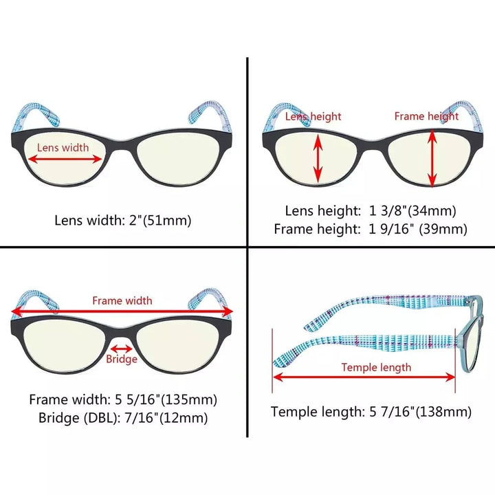 5 Pack Stylish Blue Light Filter Reading Glasses UVR074